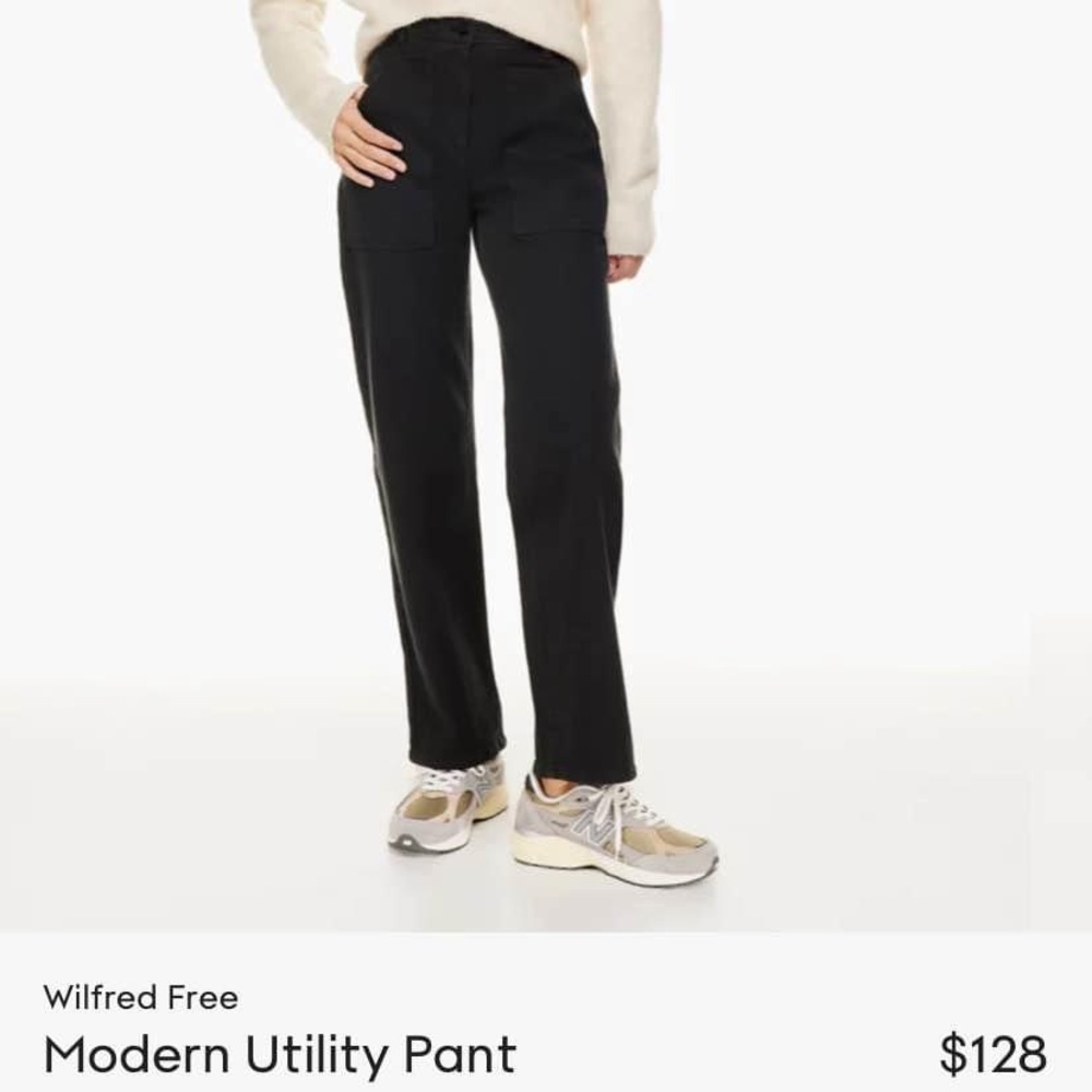 NWT Aritzia WILFRED FREE Modern Utility GD Black Cotton High Rise Pants, Size 4
